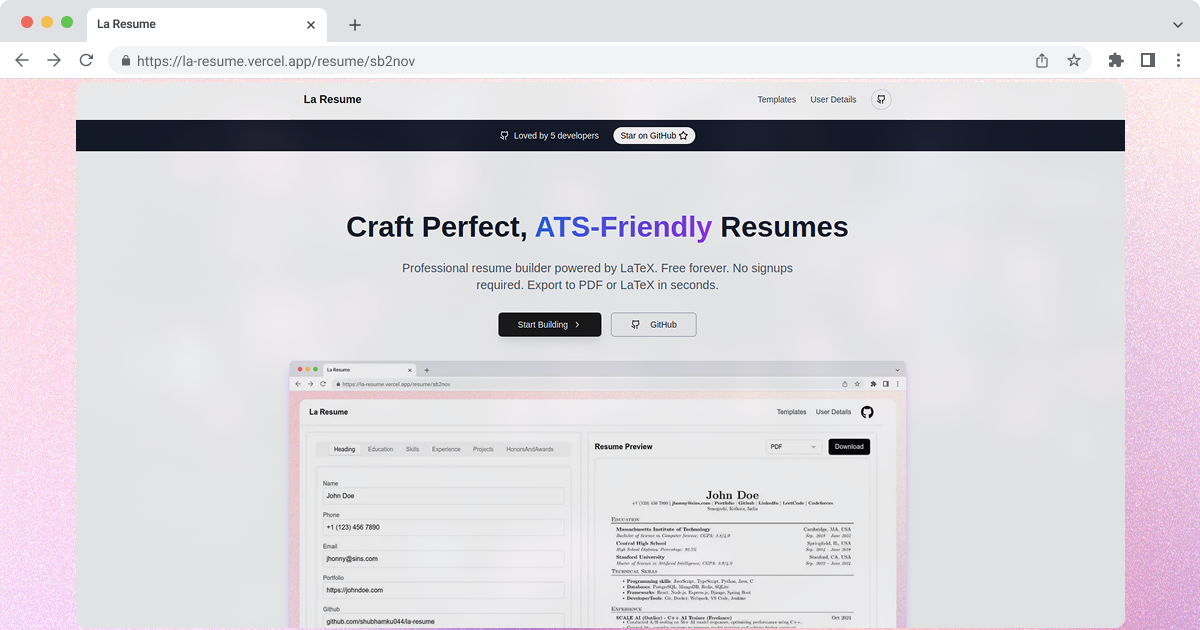 La-Resume Interface
